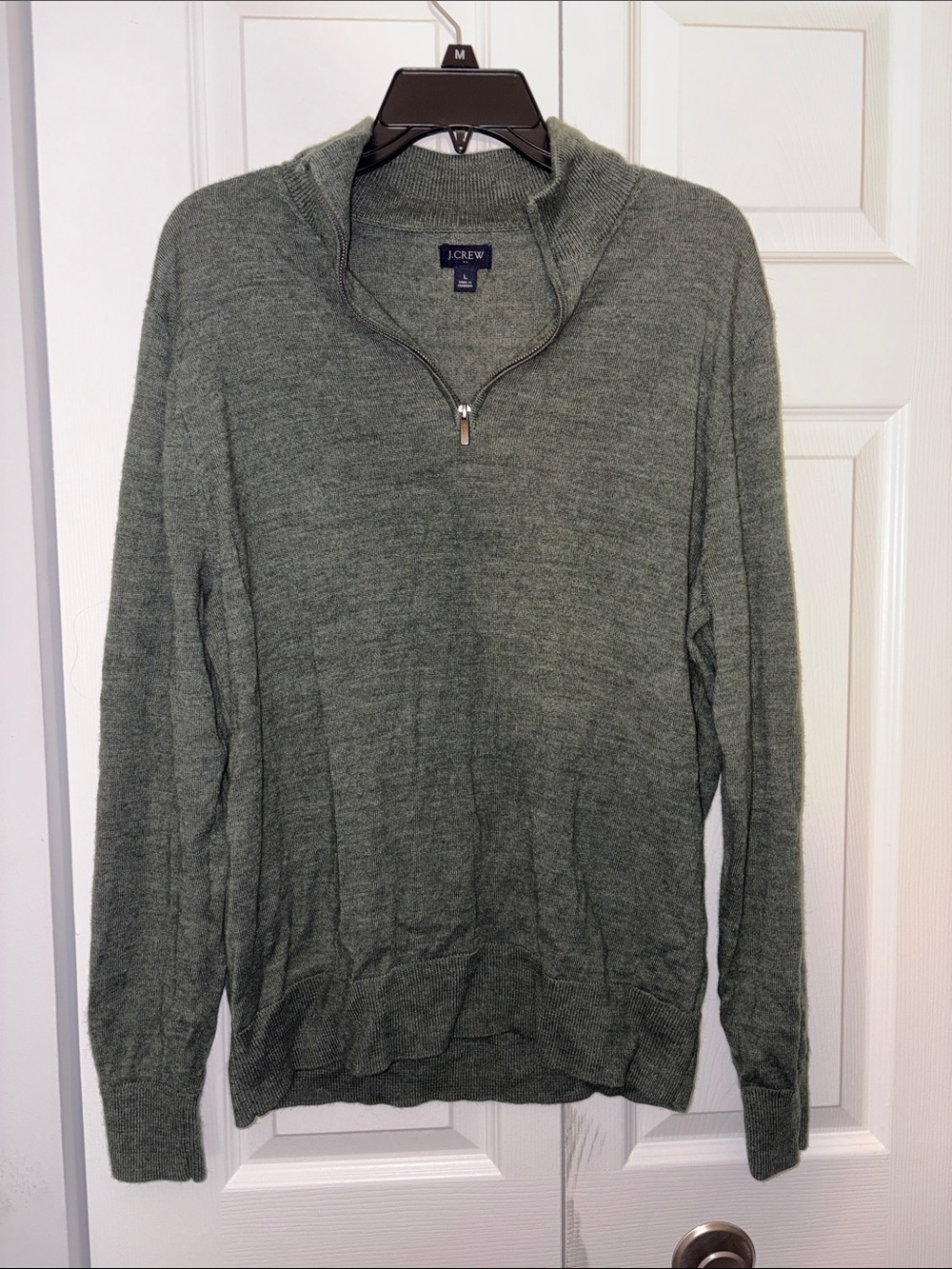 J. Crew Men's Olive Half-Zip Sweater